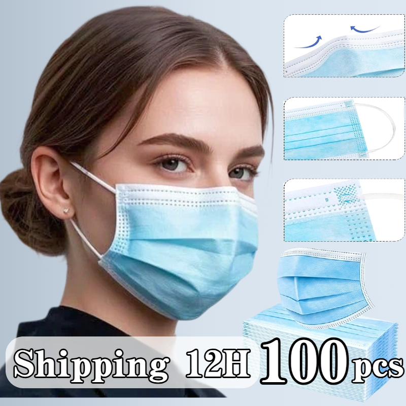 100 buah masker pelindung seka - Disposable Mask Blue ulasan dan harga