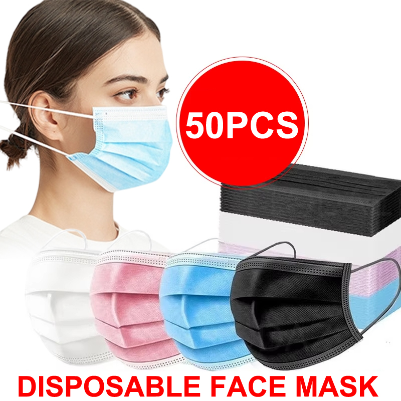 50 Buah Masker 3 Lapis Uniseks - Disposable Mask Blue ulasan dan harga